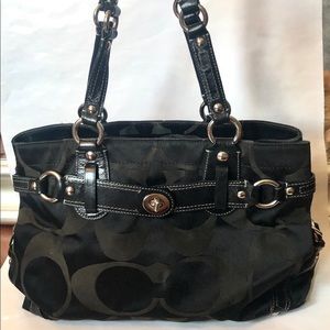Black Coach Shoulder Bag signature canvas